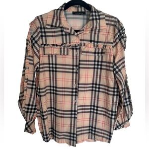 Boutique Lightweight Sheer Material Plaid Flannel Size Small EUC‎